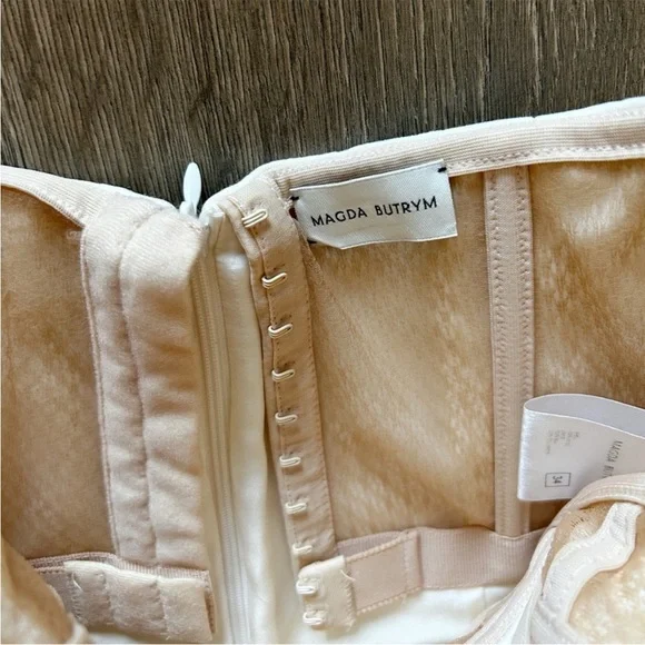 Magda Butrym Floral Appliqué Wool Bustier Bridal Mini Dress Cream - Picture 5 of 10